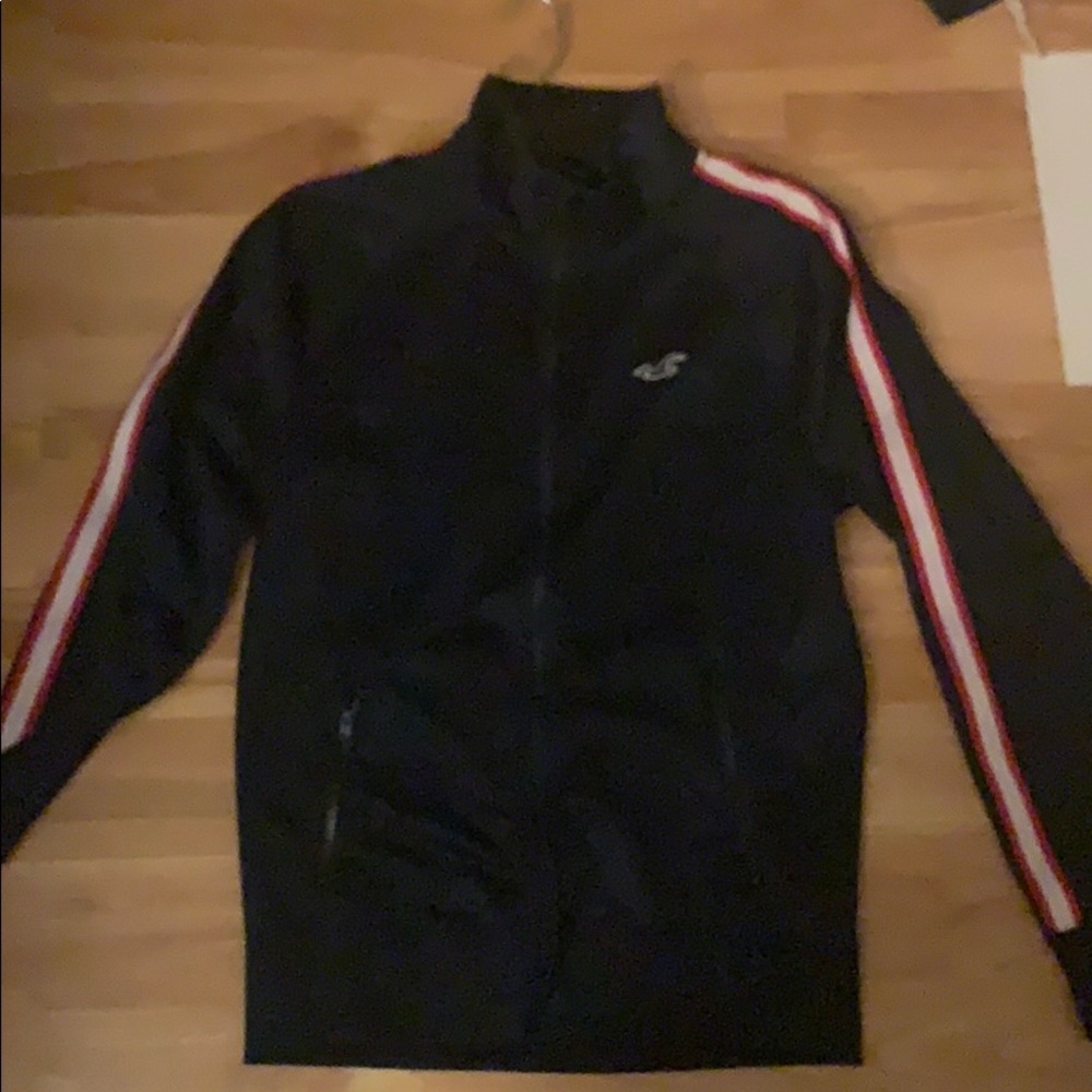 Navy blue with red and white stripes jacket